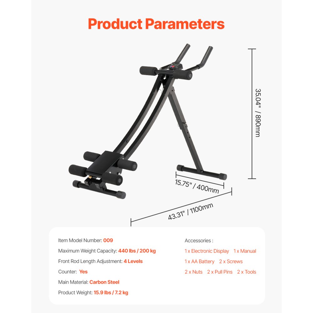 VEVOR AB Workout Machine Equipment Home Gym Core Abdominal Trainers Adjustable