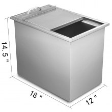 BuoQua Ice Chest Cooler Stainless Steel Ice Chest with Push-Pull Cover Stainless Steel Ice Chest Cooler Insulated Wall Wine Cooler 18 x 12 x 13 Inch for Wine Beer Juice