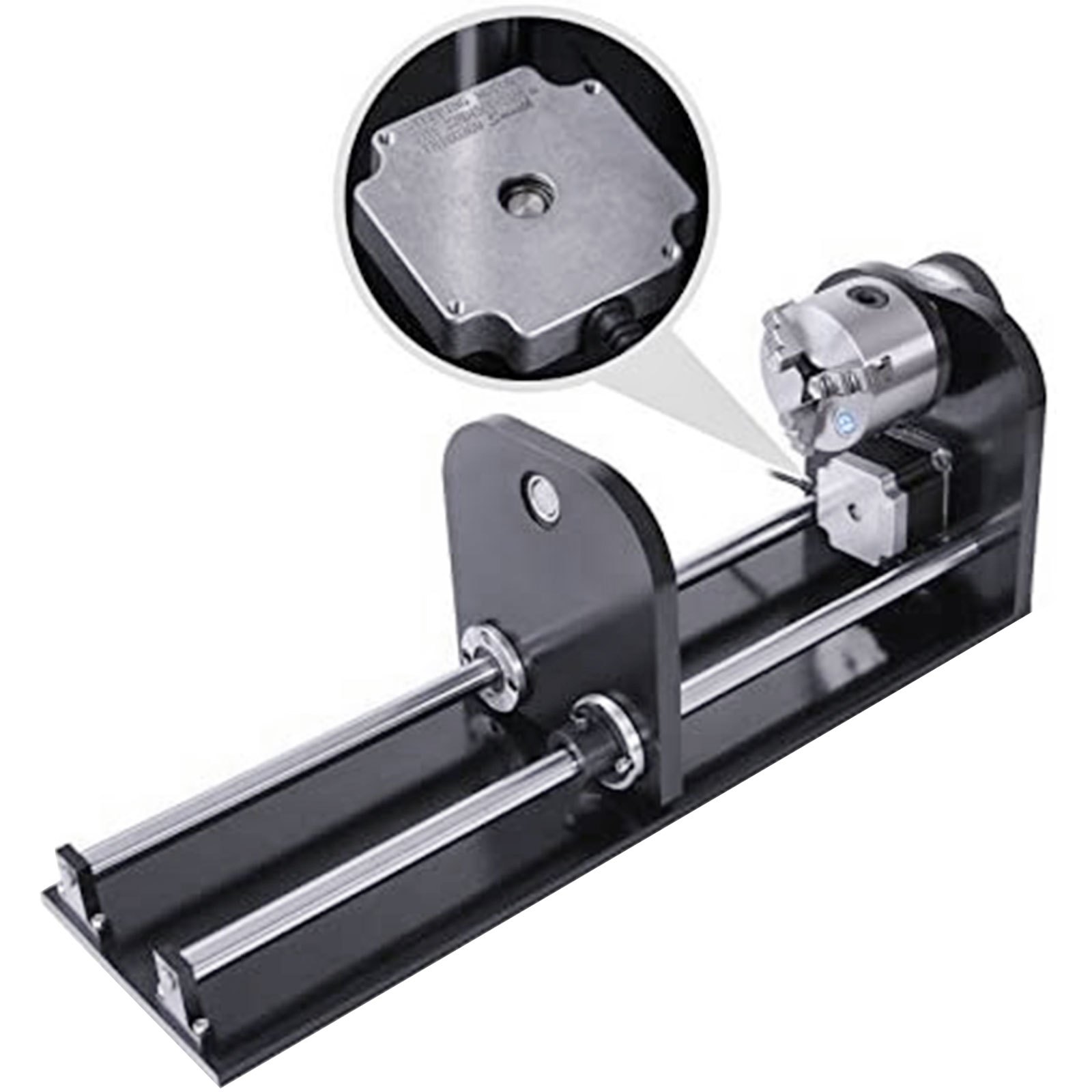 VEVOR Rotary Axis Attachment CNC Rounter Accessory A-Axis Rotary Axis with 80mm 3-Jaw 230mm Track Rotary Attachment for Laser Engraver Machine