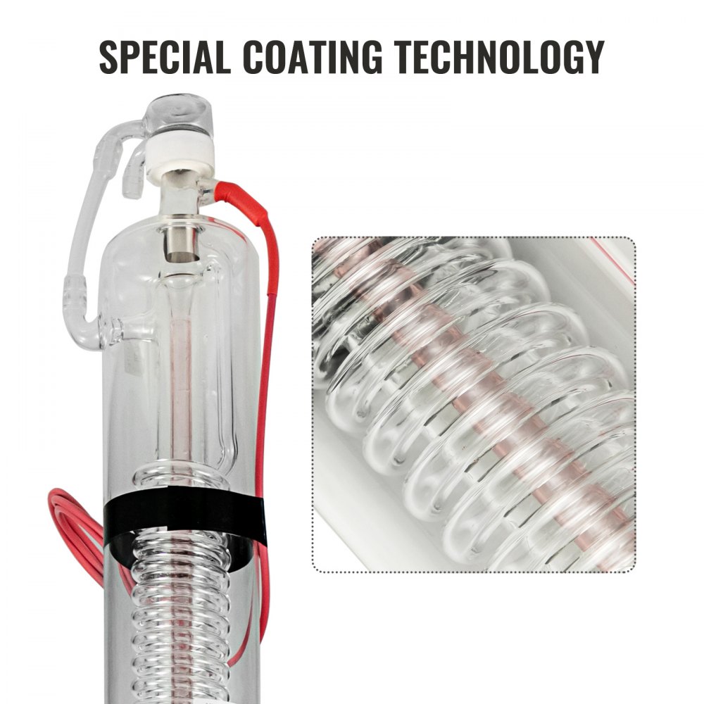 VEVOR Laser Tube 80W CO2 Laser Tube 1230mm Glass Laser Tube Professional Special Coating Technology Tube Laser Cutting Tube for Laser Engraving Machine and Cutting Machine