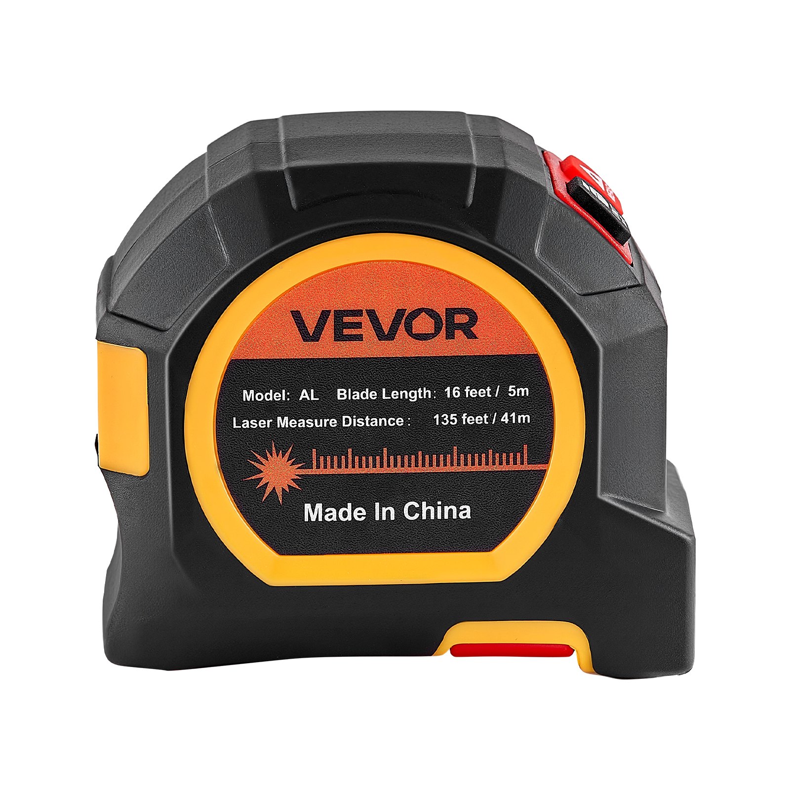 VEVOR 2-in-1 Laser Tape Measure, 41m Rechargeable Laser Measurement Tool & 4.8m Measuring Tape with Magnetic, 4 Modes-Length, Area, Volume, Continuous,ft/in/m/ft+in Unit,for Outdoor,Decoration