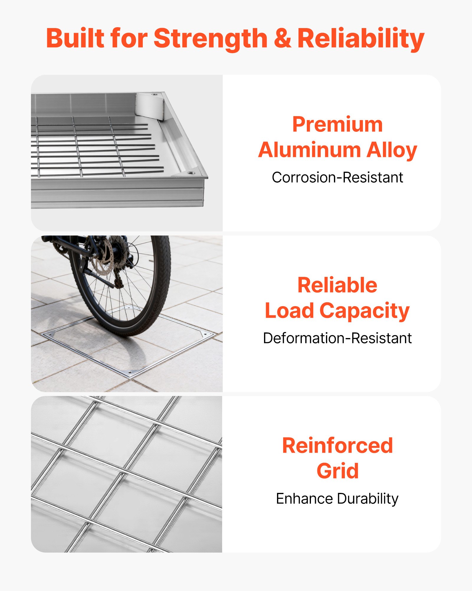 VEVOR Manhole Cover with Frame, 23.6 x 23.6 in (600 x 600mm) Invisible Recessed Septic Tank Access Covers, Aluminum Alloy Embedded Drain Channel Inspection Cover for Pavements Gardens Patios