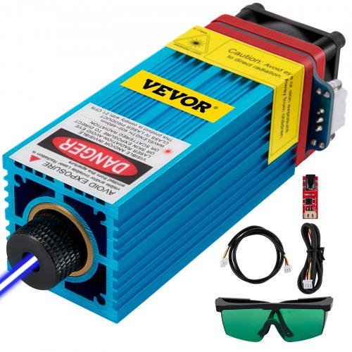 VEVOR Laser Module Cnc 5500 mW Module Graveerapparaat 445-450 nm Blauwe 12V 1A TTL/PWM Laserinterface 2 Pinnen Puntmodus Werkafstand 20-50 mm