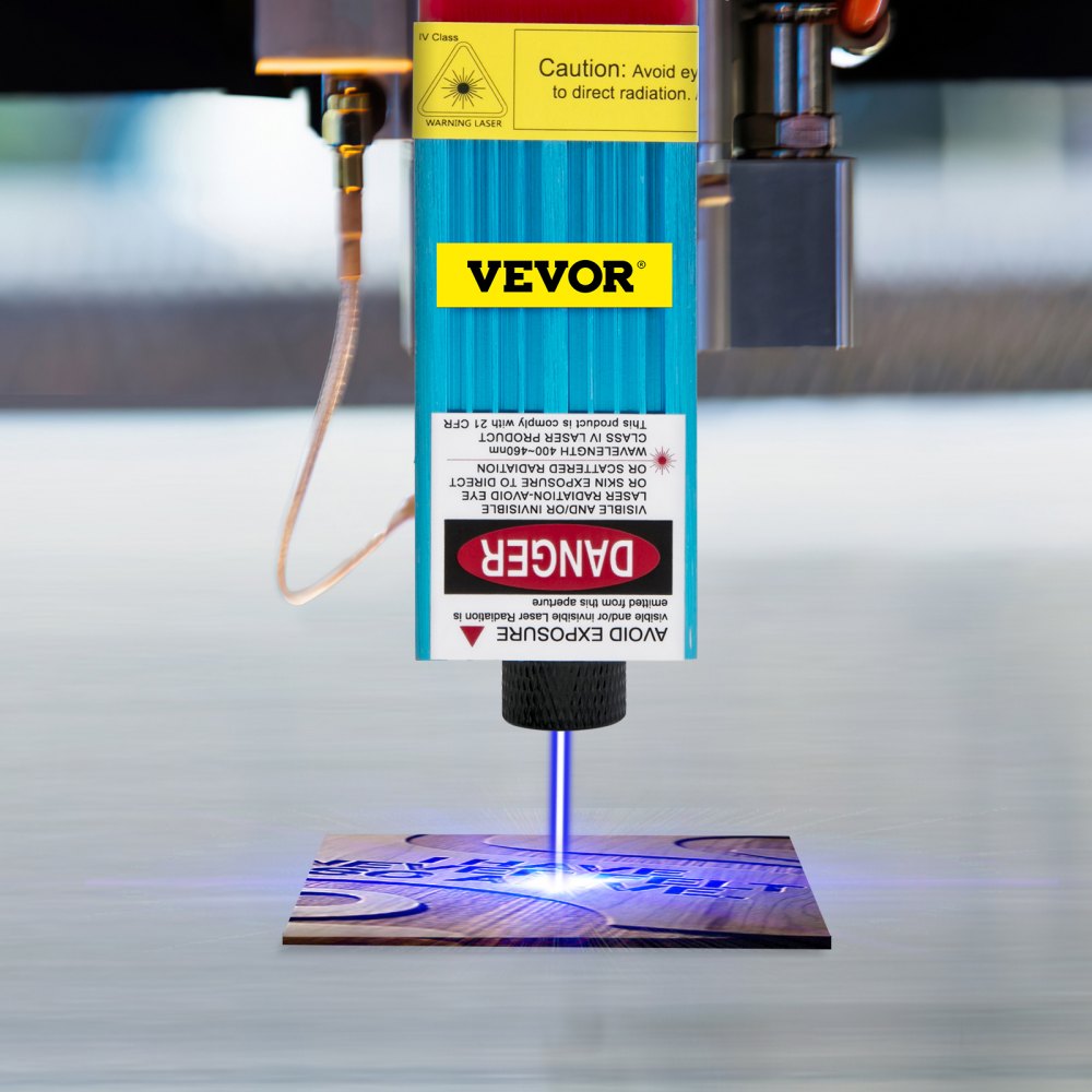 VEVOR Laser Module Cnc 5500 mW Module Graveerapparaat 445-450 nm Blauwe 12V 1A TTL/PWM Laserinterface 2 Pinnen Puntmodus Werkafstand 20-50 mm