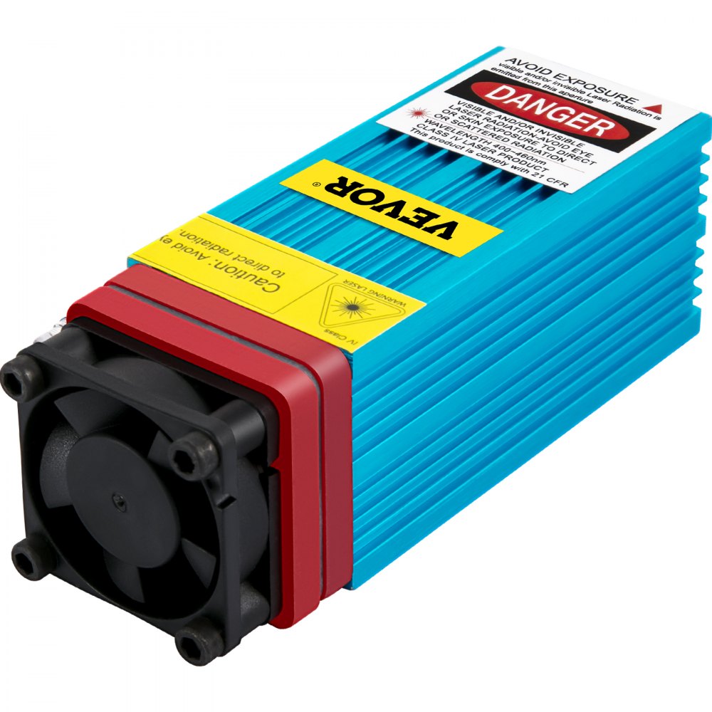 VEVOR Laser Module Cnc 5500 mW Module Graveerapparaat 445-450 nm Blauwe 12V 1A TTL/PWM Laserinterface 2 Pinnen Puntmodus Werkafstand 20-50 mm