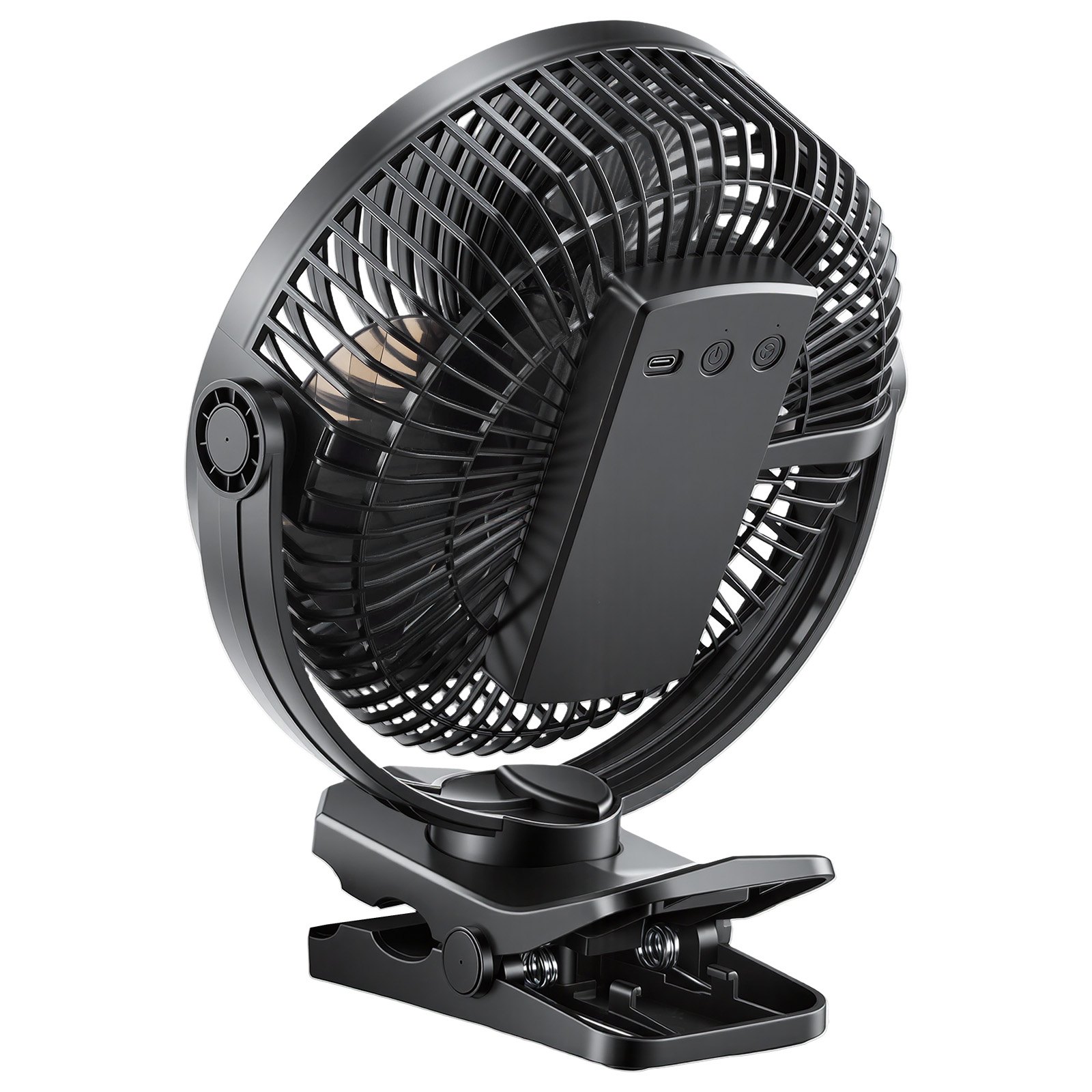 VEVOR Mini Clip-on Ventilator, USB-aangedreven bureauventilator, 3 snelheidsstanden en circulatiestand, circulatieventilator voor bureau, golfkar, kamperen, loopband, zwart