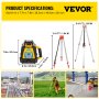 VEVOR 360° Self-Leveling Rotary Laser Level Kit Red Beams+ 1.65M Aluminum Tripod + 5M 5-Section Staff