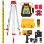 VEVOR 360° Self-Leveling Rotary Laser Level Kit Red Beams+ 1.65M Aluminum Tripod + 5M 5-Section Staff
