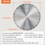 VEVOR diamantzaagblad, 14 inch/350 mm betonzaagblad voor nat of droog werk, 0,39 inch/10 mm diamantsegmentzaagblad met schuine tanden, universele middengatdiameter 1 inch/25,4 mm, voor beton, cementplaten, tegels, bakstenen