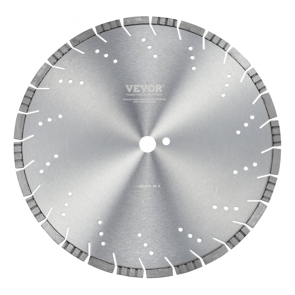 VEVOR Diamond Blade, 16inch/400mm Concrete Saw Blade Wet or Dry, 0.47inch/12mm Slanted Teeth Diamond Segment Blade, Universal 1 inch/25.4 mm Center Hole Diameter, for Concrete Cement Board Tile Brick