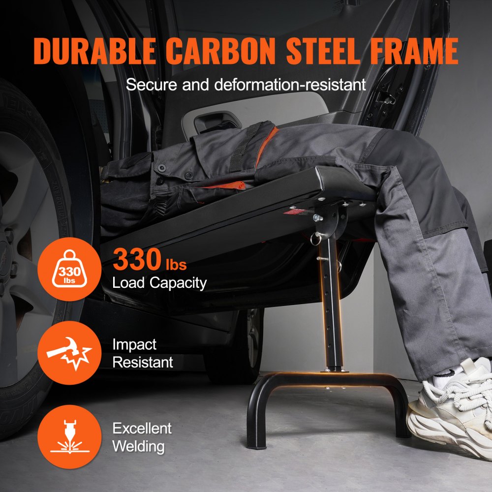 VEVOR Under Dash Creeper, 1016 mm, 149.7 kg Capacity Rolling Mechanic Garage Creeper, 20.3-27.4 in Height Adjustable, Laying Down or Upright Inside of Car or Truck, Easy Fold Support for Garage Shop