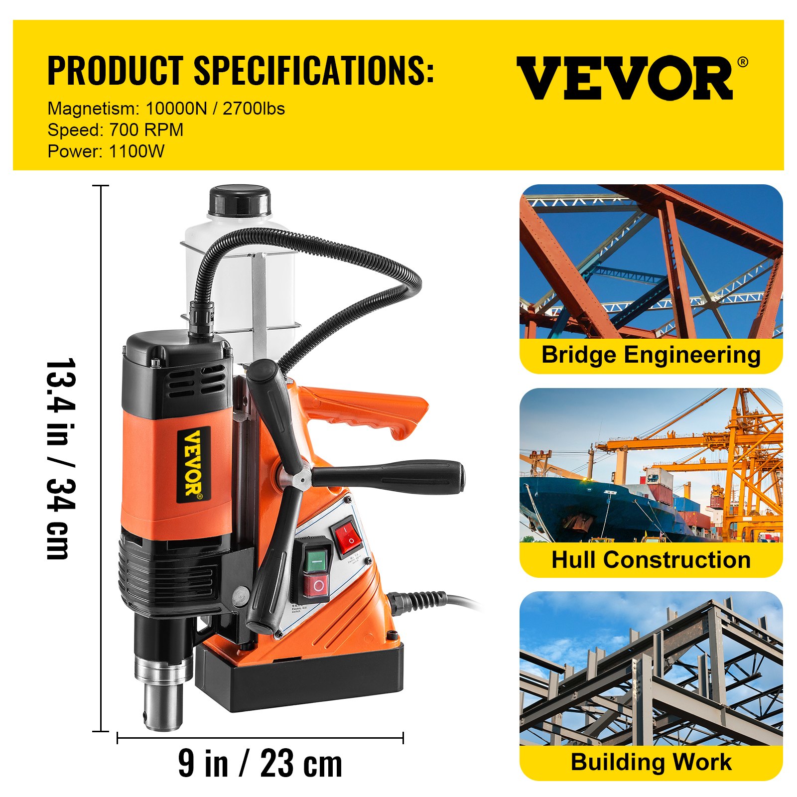 Vevor Magneet Boormachine Magnetische Kernboormachine 10000n 11 Stucks Snijders