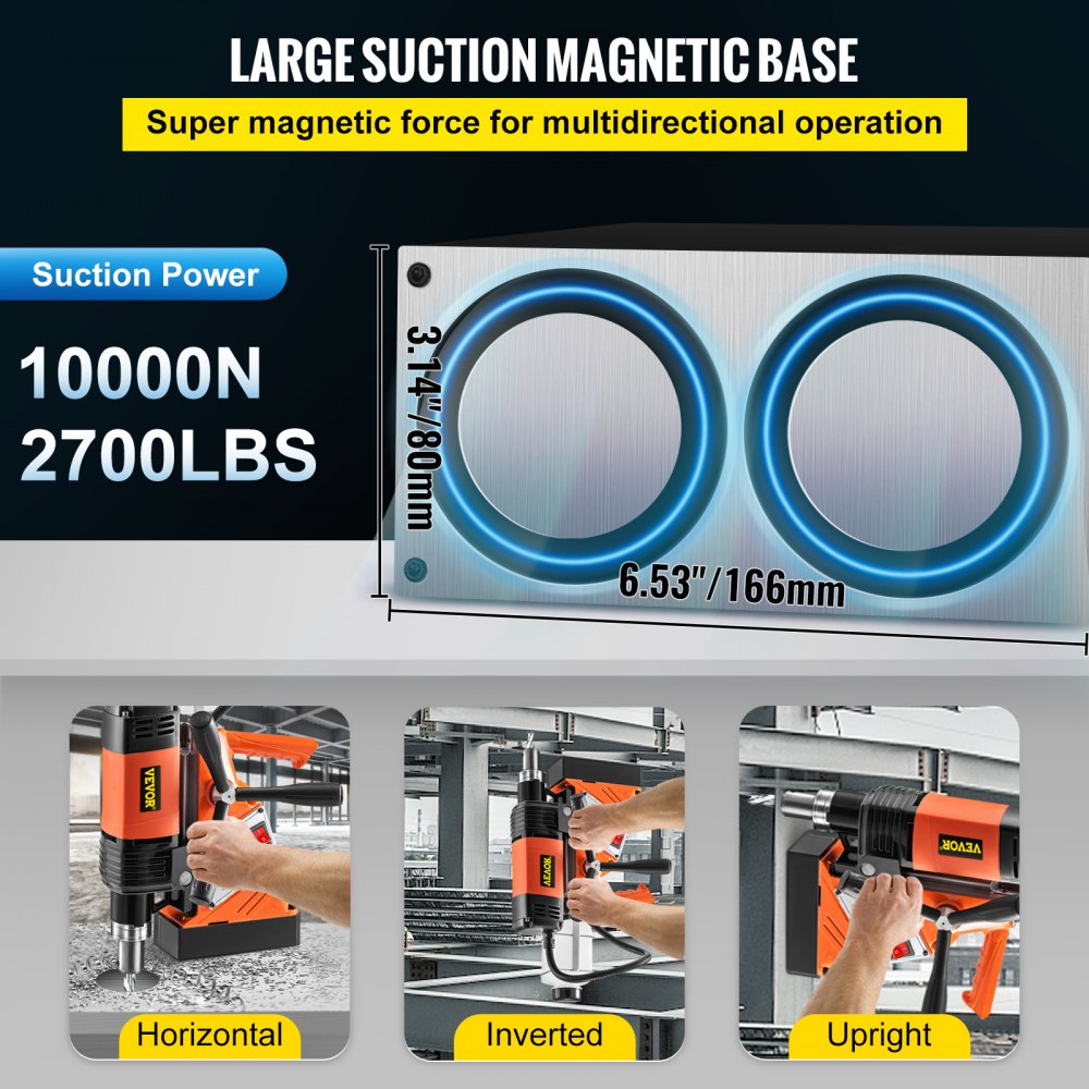 Vevor Magneet Boormachine Magnetische Kernboormachine 10000 N + 6 Stuks Snijders