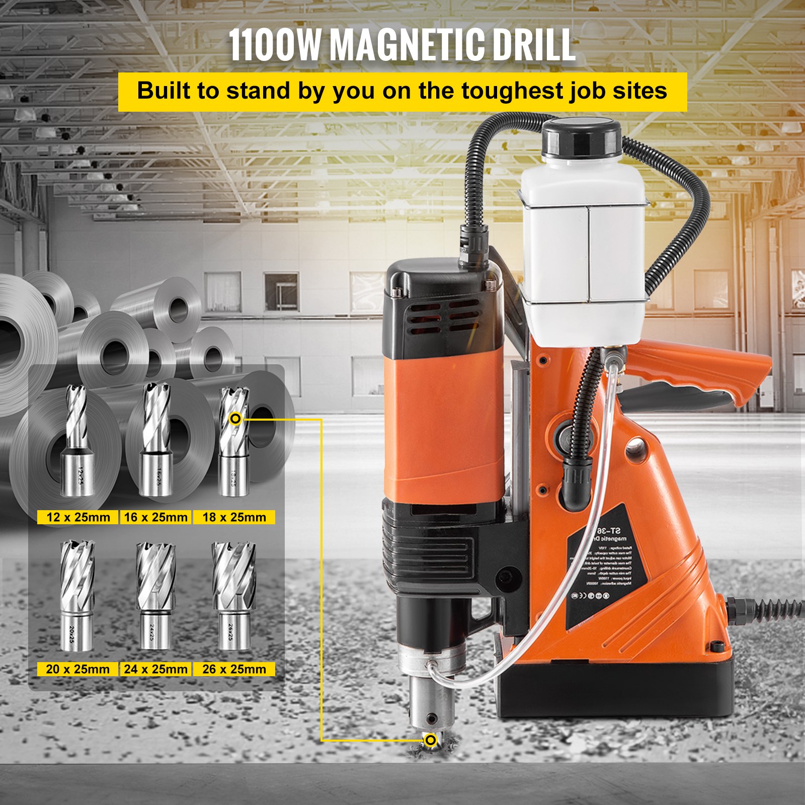 Vevor Magneet Boormachine Magnetische Kernboormachine 10000 N + 6 Stuks Snijders