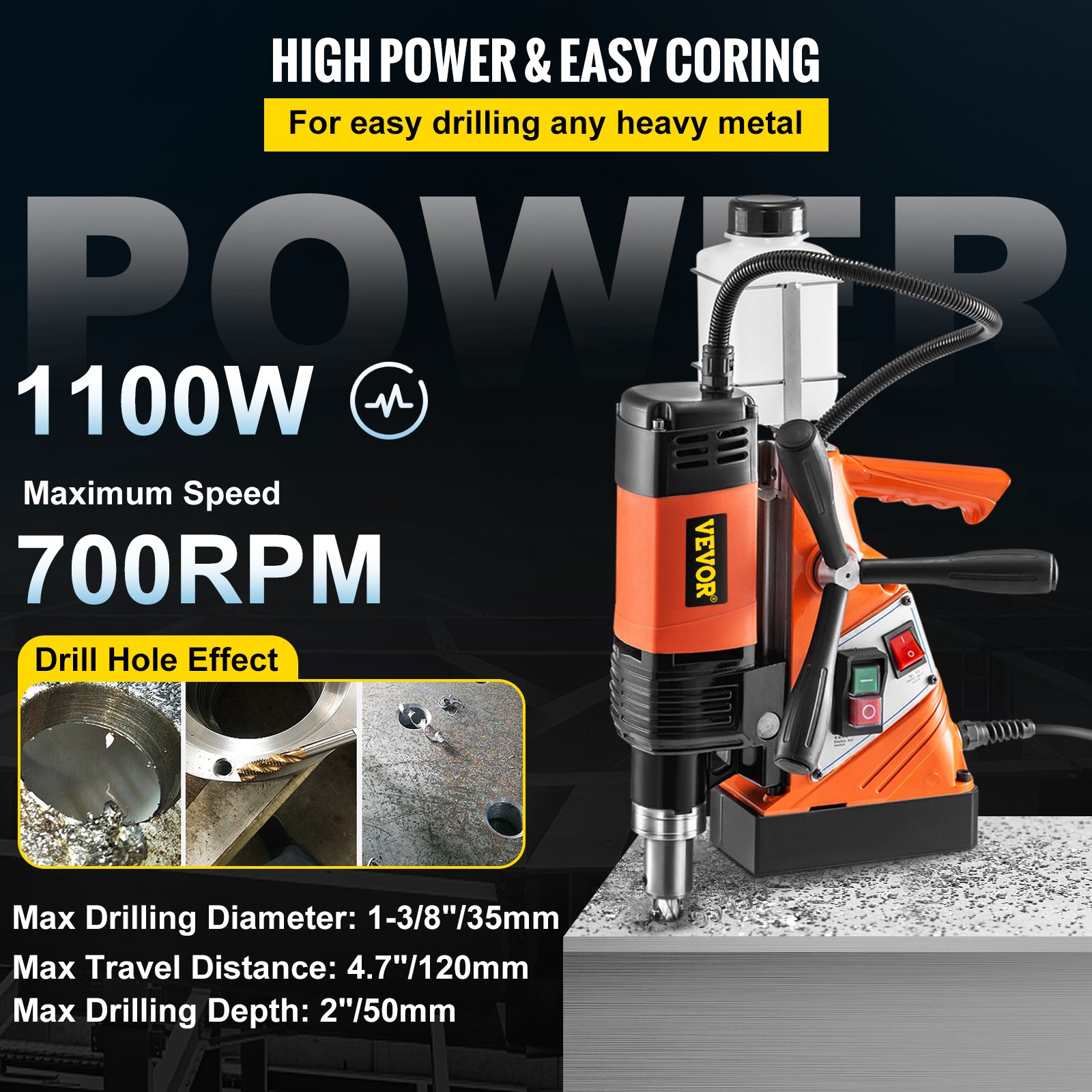 Vevor Magneet Boormachine Magnetische Kernboormachine 10000 N + 6 Stuks Snijders