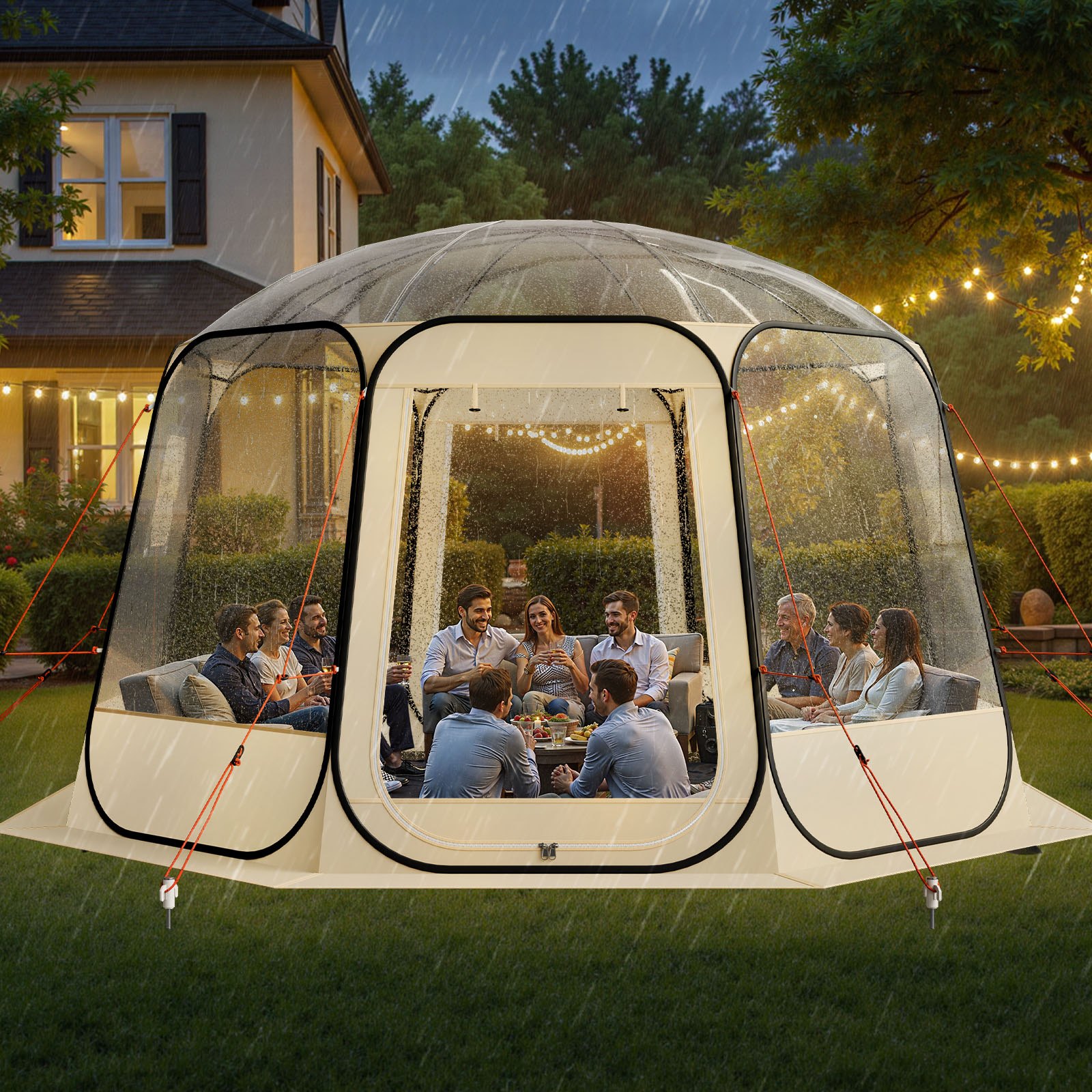 VEVOR Pop-up Bubble Tent, 366 x 345 x 220 cm, Transparante Kampeertent, Tuinkoepel Iglo Tent met Ramen, Sporttent, 540° Panoramisch Uitzicht, voor 10-12 Personen, Terras, Achtertuin