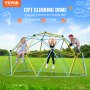 kids playing on a 12ft VEVOR climbing dome in a green park, suitable for 3-10 years old, 4-5 kids.