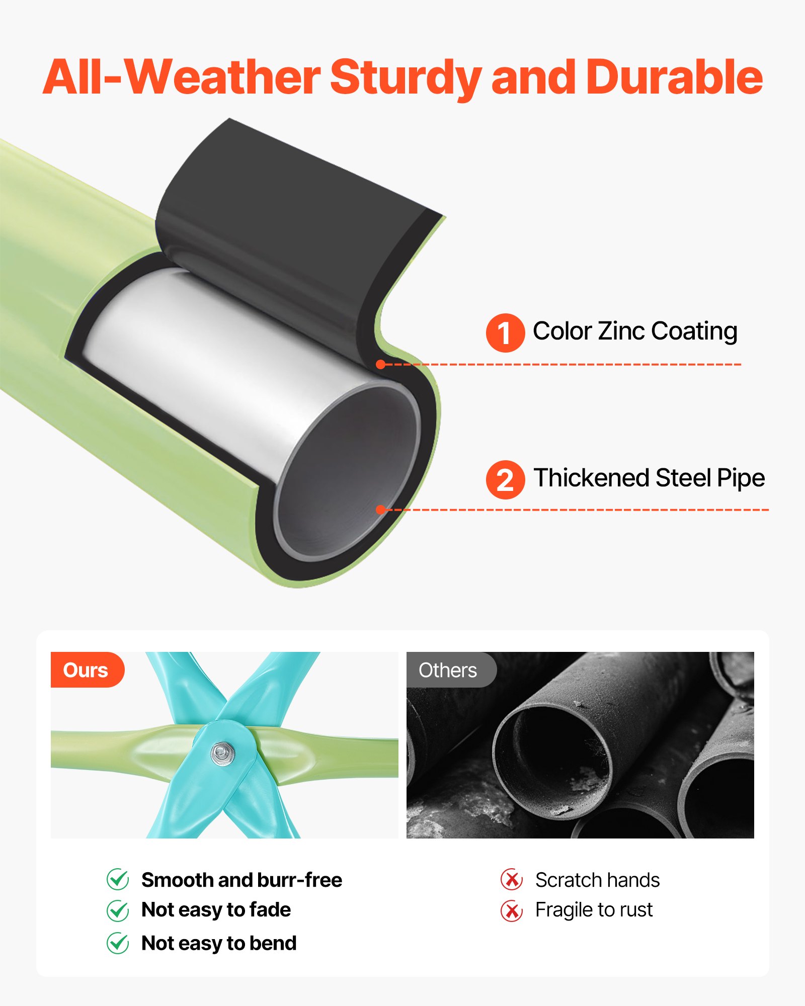 VEVOR Climbing Dome, 10FT Geometric Dome Climber with Saucer Swing, 1000LBS Loading Kid's Jungle Gym Playground, Easy-Assembly Outdoor Backyard Climbing Equipment for Boys Girls 3 to 10 Years Old