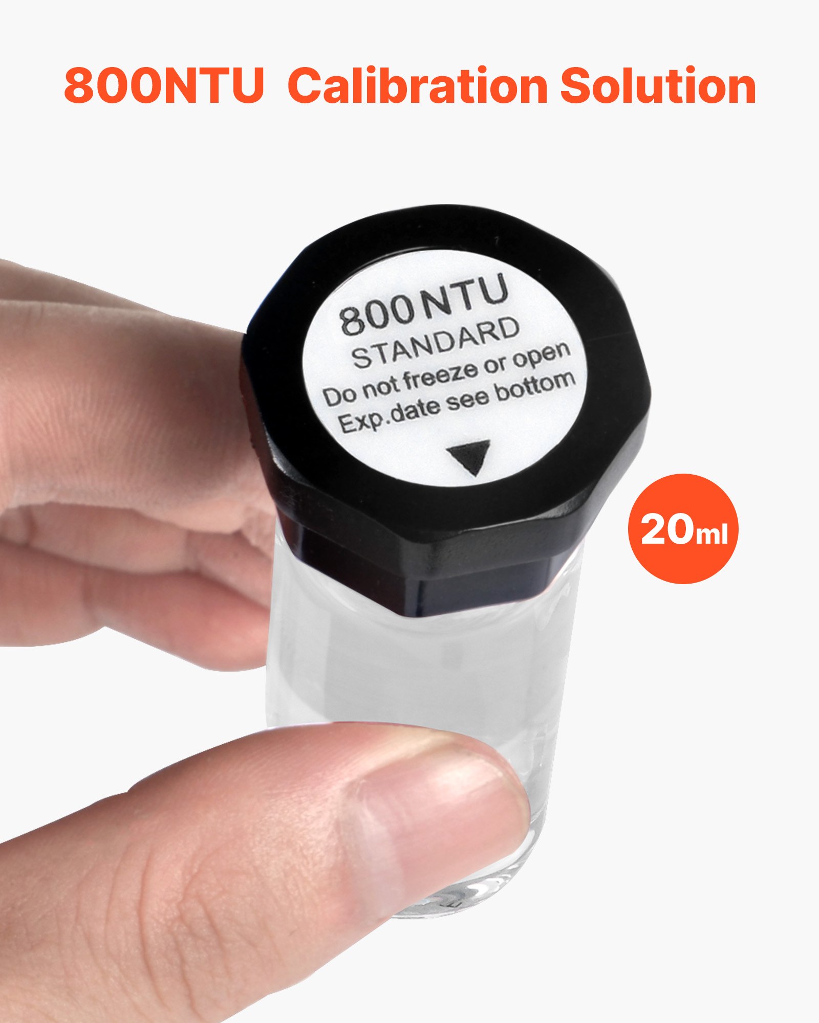 VEVOR Turbiditeitskalibratieoplossingkit 20/100/400/800 NTU, 20 ml per stuk, 4 stuks. Standaard troebelheidsoplossing navulling voor TN1000 troebelheidsmeter, schokbestendige bescherminzet, verzegelde fles.