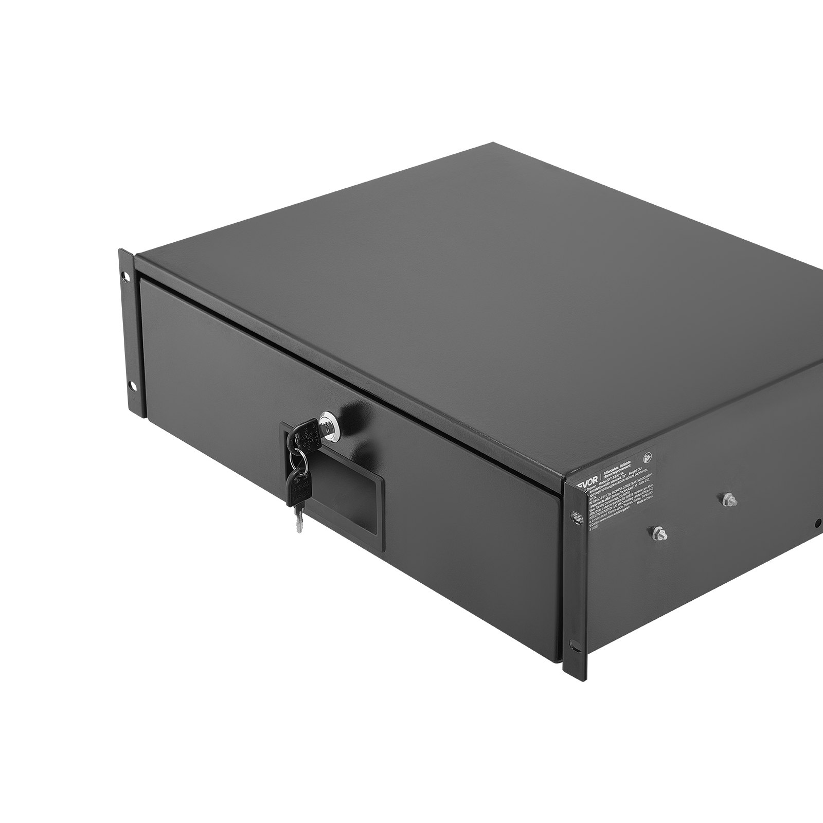 VEVOR 3U racklade, 22,68 kg, afsluitbare serverkastbehuizing, schuiflade met slot en kabelmanagementgaten, voor 482 mm netwerkapparatuur server AV-rack of kastbehuizing