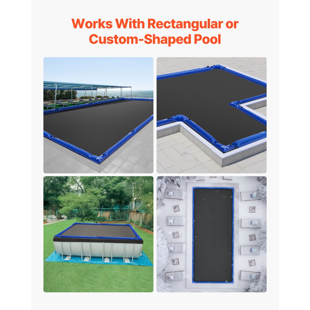 VEVOR Hoekwaterzak, 6 stuks 570 x 565 mm, 0,4 mm dikke PVC-zakken met lekvrije schroefdop, zwembadgewichtzak voor het vastzetten van zwembadafdekkingen in de winter, blauw