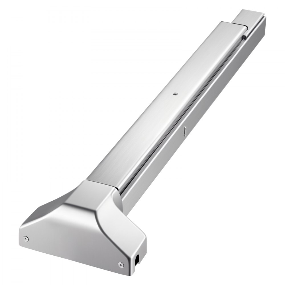 VEVOR paniekstangen voor nooduitgangen 711 mm, roestvrijstalen deurklink voor nooduitgangen, deurbeslag met verticale stang en sticker, voor houten/metalen deuren van 71-104 cm breed, zilver