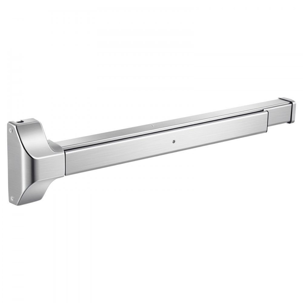 VEVOR paniekstangen voor nooduitgangen 711 mm, roestvrijstalen deurklink voor nooduitgangen, deurbeslag met verticale stang en sticker, voor houten/metalen deuren van 71-104 cm breed, zilver