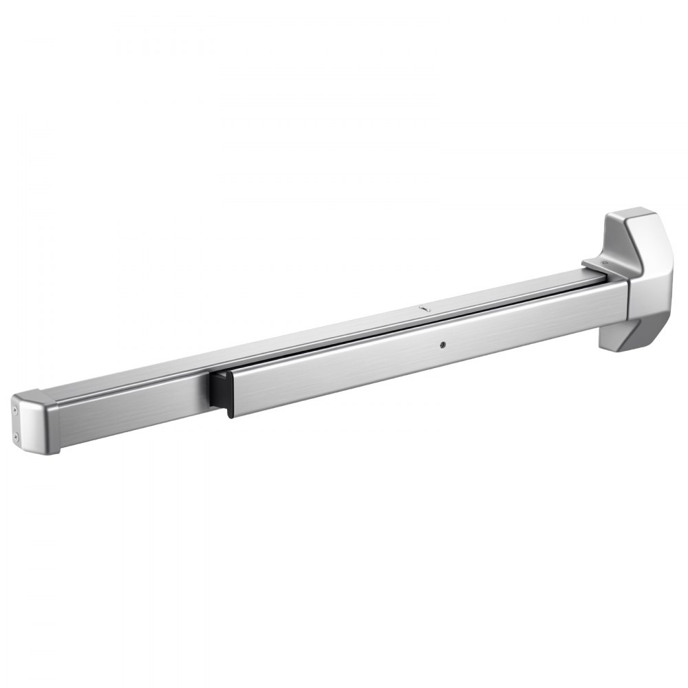 VEVOR paniekstang voor nooduitgangen, 788 mm, nooduitgangstang, beslag voor nooduitgangdeuren met dubbele vergrendelingsbout en sticker, voor houten of metalen deuren van 79–117 cm breed, zilver