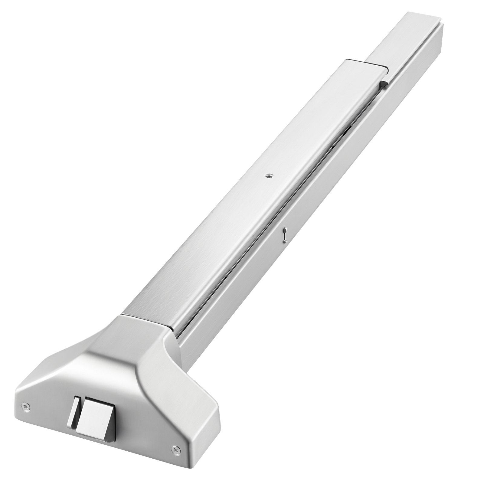 VEVOR paniekstang voor nooduitgangen, 788 mm, nooduitgangstang, beslag voor nooduitgangdeuren met dubbele vergrendelingsbout en sticker, voor houten of metalen deuren van 79–117 cm breed, zilver
