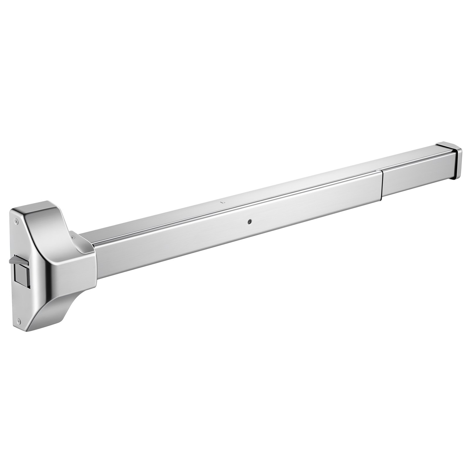 VEVOR paniekstang voor nooduitgangen, 788 mm, nooduitgangstang, beslag voor nooduitgangdeuren met dubbele vergrendelingsbout en sticker, voor houten of metalen deuren van 79–117 cm breed, zilver