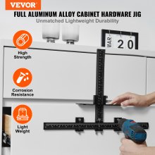 VEVOR Cabinet Hardware Jig, Aluminum Alloy Cabinet Handle Jig with Center Punch, Adjustable Cabinet Hardware Template Tool, for Installation of Door Drawer Front Knobs Handles and Pulls