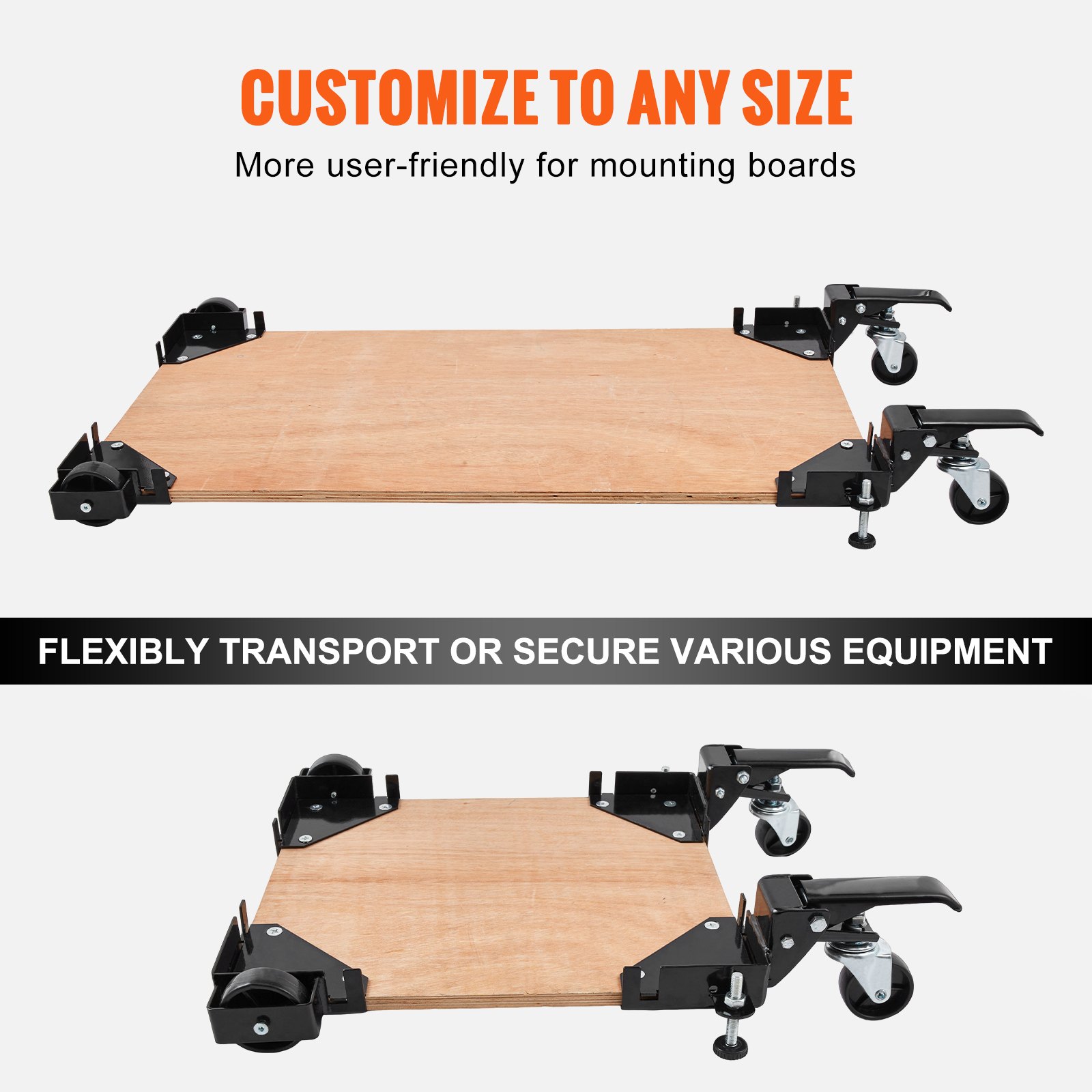 VEVOR Mobile Base, 400 lbs Weight Capacity, Adjustable from 9.5" x 9.5" to Infinity, Heavy Duty Universal Mobile Base Stand with Swivel Wheels for Woodworking Equipment, Bandsaw, Power Tools, Machines