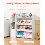 VEVOR Kids Toy Storage and Bookshelf, 4-Tier Toy Storage Organizer with 8 Flexible Plastic Bins, Kids Cubby Cabinet with Bookshelf for Study Room, Bedroom, Playroom, Classroom, Nursery, White