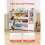 VEVOR Kids Toy Storage and Bookshelf, 4-Tier Large Toy Storage Organizer with 8 Flexible Plastic Bins, Kids Cubby Cabinet with Bookshelf for Study Room, Bedroom, Playroom, Classroom, Nursery, White