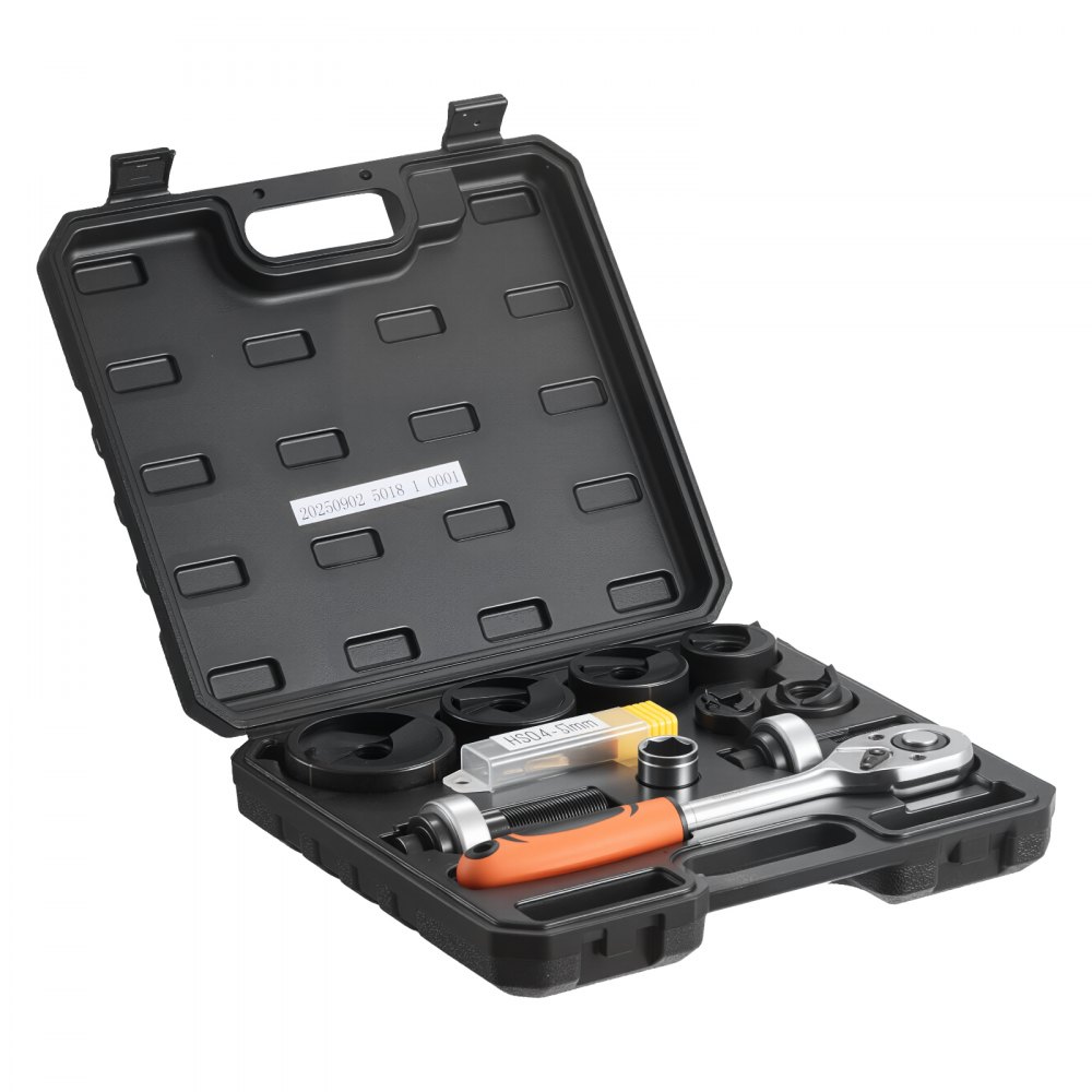 VEVOR Knockout Punch Set, 1/2 to 2 inch SLUG-Buster Ratchet Knockout Set, Ratchet Wrench Knockouts Punch Sets for Aluminum, Mild steel, Fiberglass, Plastics, 6 Die Sizes, 40Cr Steel Ko Tool Kit