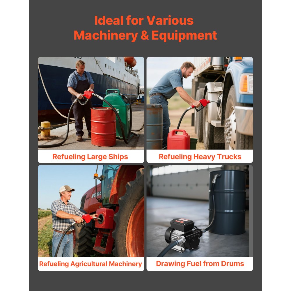 VEVOR brandstofovervoerpomp, 230V AC, elektrische dieselovervoerpomp, 60 l/min, maximale aanzuighoogte 2,4 m, maximale opvoerhoogte 13,7 m, voor kerosine, biodiesel en landbouwmachines.