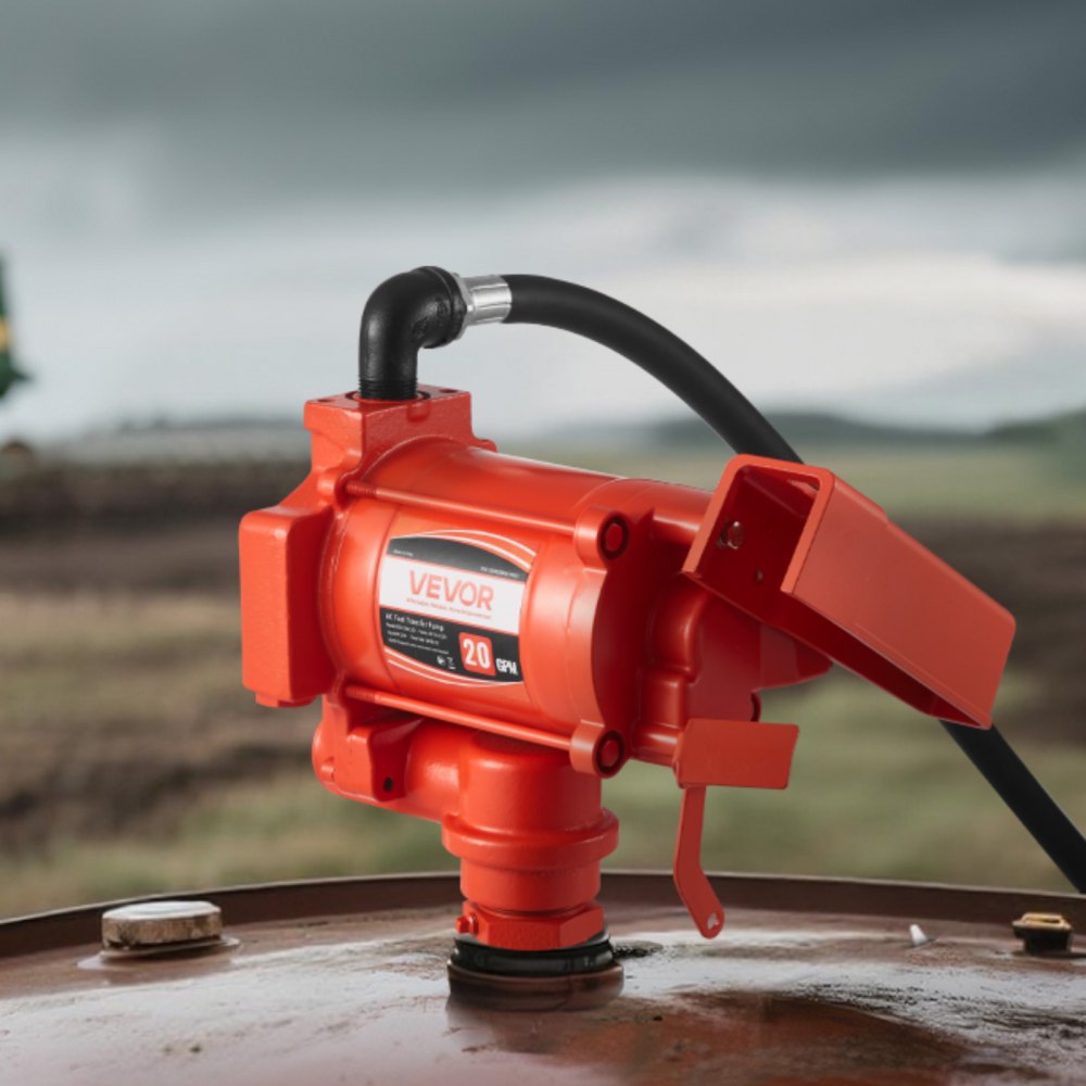 VEVOR brandstofovervoerpomp, 230V AC, elektrische dieselovervoerpomp, 76 l/min, met automatische brandstofafsluiting, afvoerslang, voor benzine, kerosine, biodiesel en ethanolmengsel.