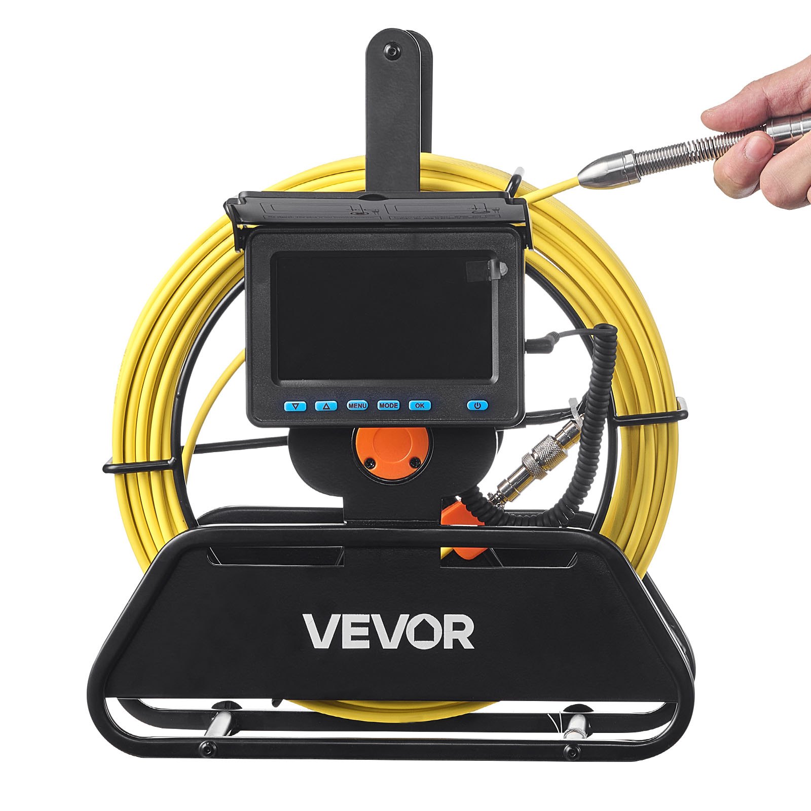 VEVOR pijpinspectiecamera, bereik van 30 m, 720x480 resolutie, IP68 waterdichte inspectiecamera voor leidingen met 6 verstelbare LED's, 4500 mAh accu en 16 GB geheugenkaart voor rioolleidingen en buizen
