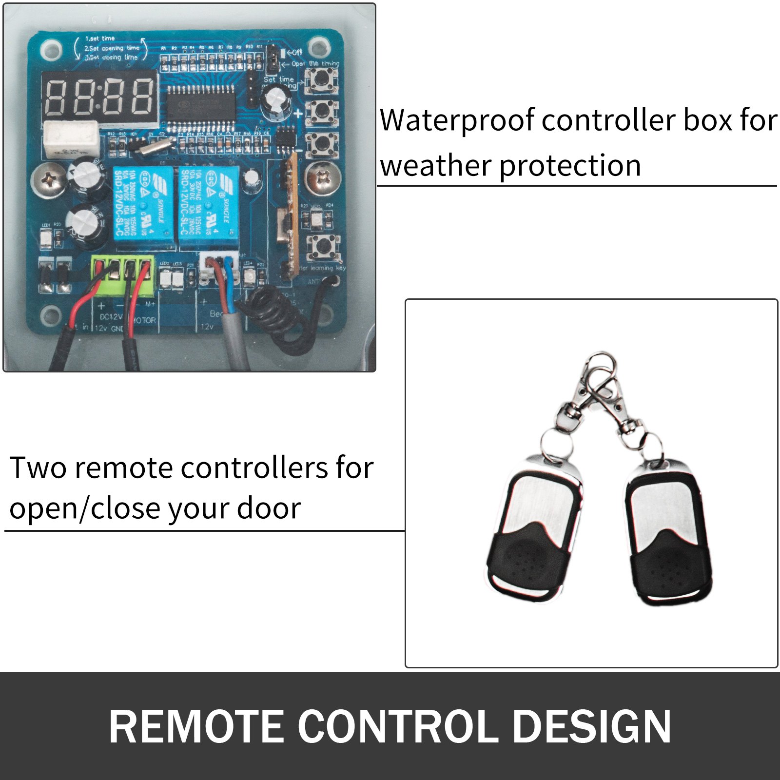 VEVOR Automatisch Kippenluik 32 x 30 cm Automatische Kippenhok Deuropener Beveiligingsniveau IP44 Automatische 12 v Dc Deuropener Kippen