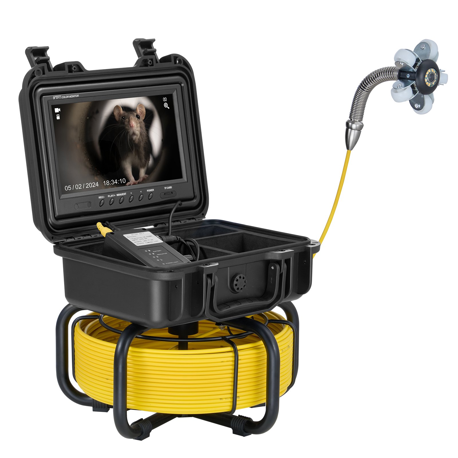 VEVOR Rioolcamera, 30 m zelfnivellerende buisinspectiecamera met 9 inch 1080P HD-scherm, 36x zoom, IP68 waterdichte buiscamera met 12 LED-lampjes, 32 GB kaart-endoscoop voor rioolbuizen