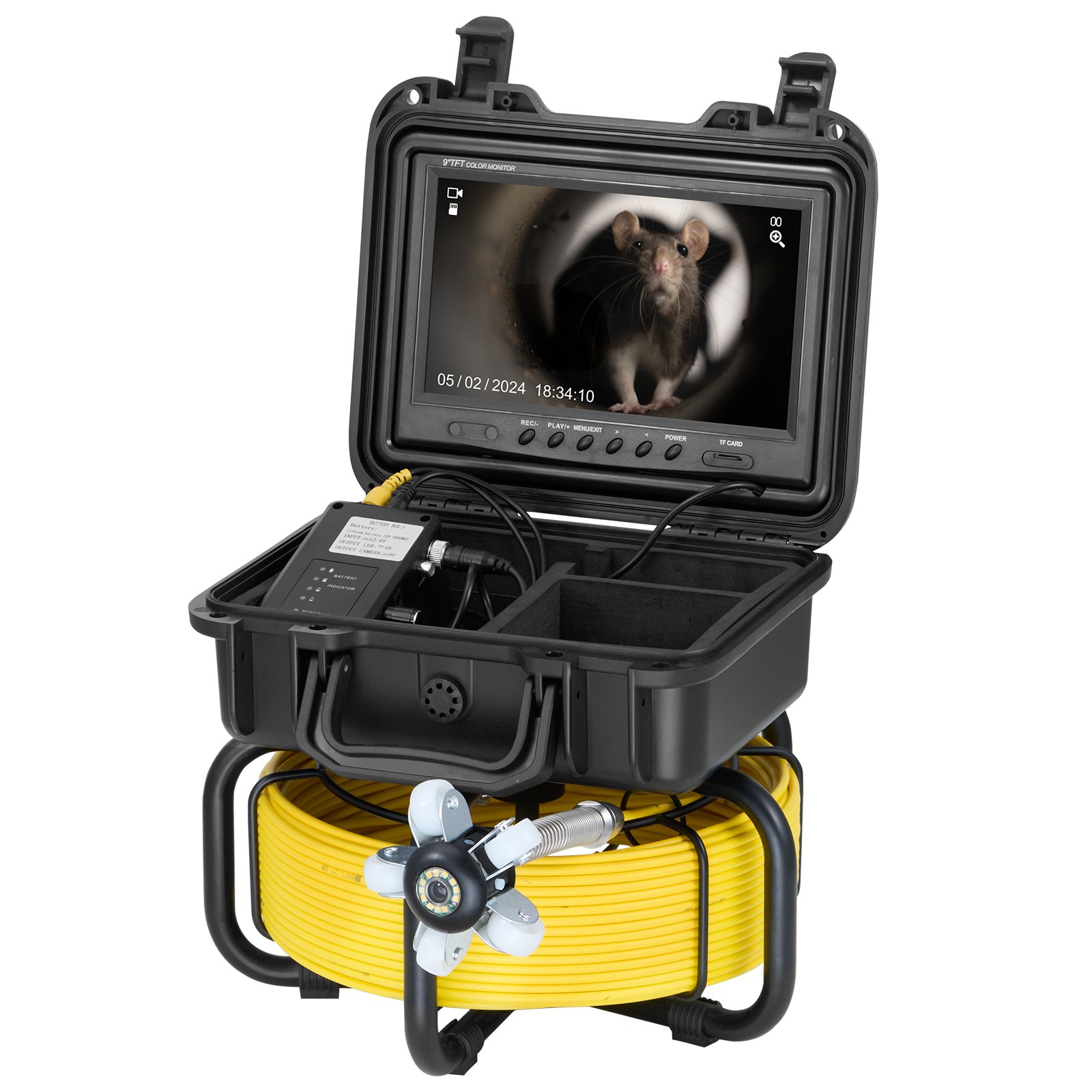 VEVOR Rioolcamera, 30 m zelfnivellerende buisinspectiecamera met 9 inch 1080P HD-scherm, 36x zoom, IP68 waterdichte buiscamera met 12 LED-lampjes, 32 GB kaart-endoscoop voor rioolbuizen