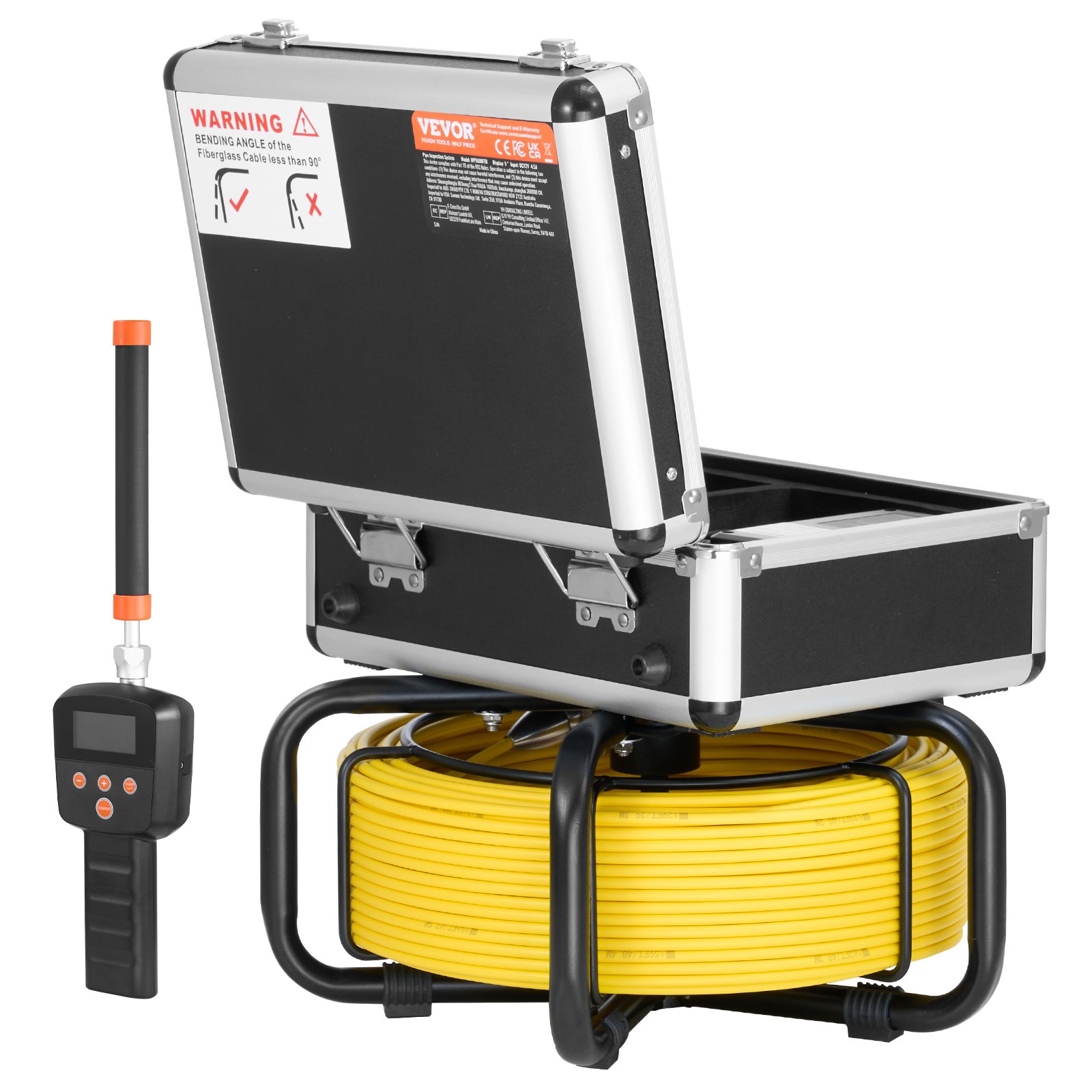 VEVOR Rioolcamera met 512Hz-locator, 50 m zelfnivellerende buisinspectiecamera met 9-inch 1080P HD-scherm, 36x zoom, buiscamera met 12 LED's, 32 GB SD-kaart, voor rioolbuizen