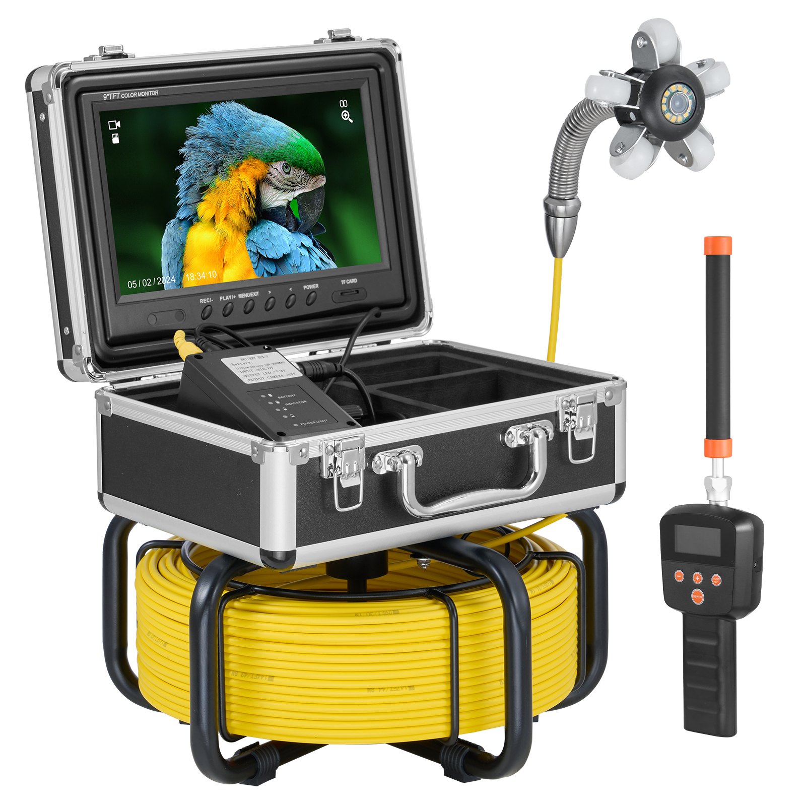 VEVOR Rioolcamera met 512Hz-locator, 50 m zelfnivellerende buisinspectiecamera met 9-inch 1080P HD-scherm, 36x zoom, buiscamera met 12 LED's, 32 GB SD-kaart, voor rioolbuizen