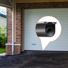 VEVOR deurrubber garagedeurrubbers 4,8 m, rubberen afdichtstrips bescherming tegen lucht, vocht en stof, deurrubber deurafdichtingstape zwart, geschikt voor garagedeuren, roldeuren etc.