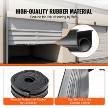 VEVOR deurafdichting, garagedeurrubbers, 6 m, rubberen afdichtstrips, bescherming tegen lucht, vocht en stof, deurafdichting, deurafdichtingstape, zwart, geschikt voor garagedeuren, roldeuren, rolhekken etc.