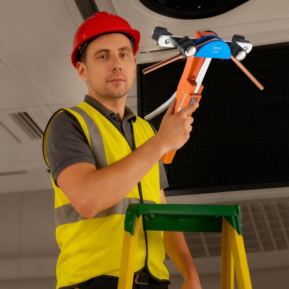 VEVOR Pijpenbuiger, 6-22 mm, 90° pijpenbuiger, handbuiggereedschap voor voorwaartse/achterwaartse beweging, buigmachine met 7 gekleurde aluminiumlegeringsbekken, voor koperen leidingen in airconditioning- en koeltechniek.