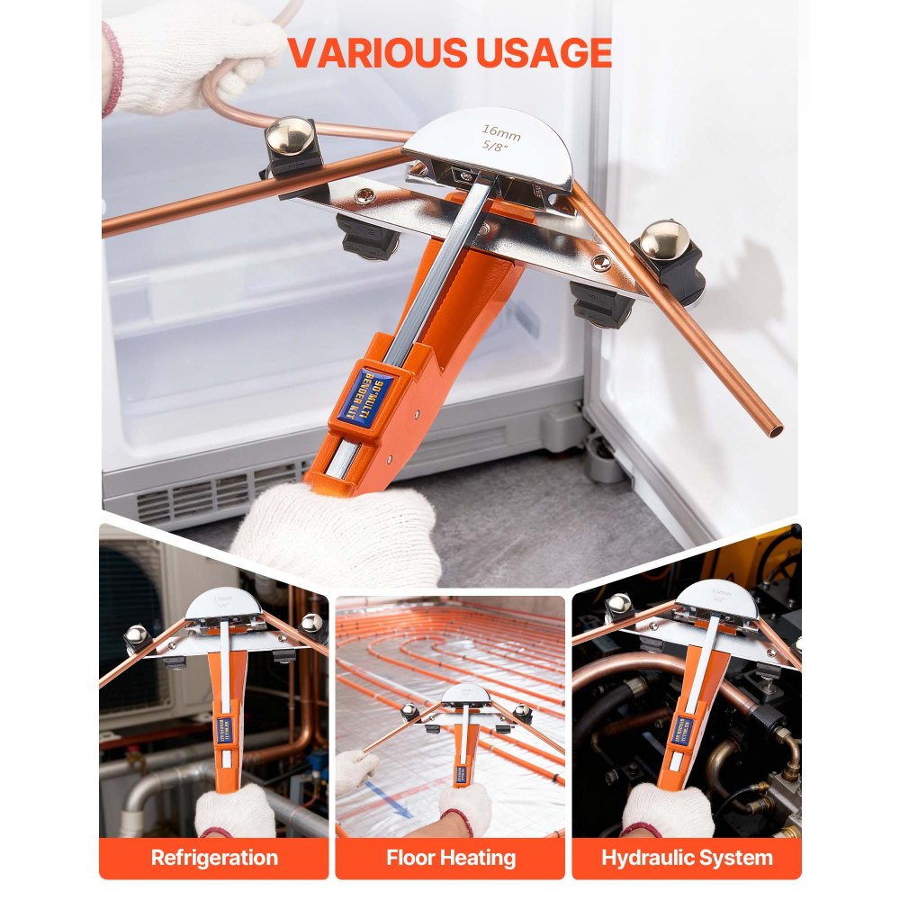 VEVOR Tubing Bender Kit, 1/4 to 7/8 Inch, Compact Ratcheting Tube Pipe Bender, Ratchet Hand Bending Tool, with 7 Aluminium Alloy Dies, HVAC Tools, for Copper Aluminum HVAC Refrigeration Maintenance