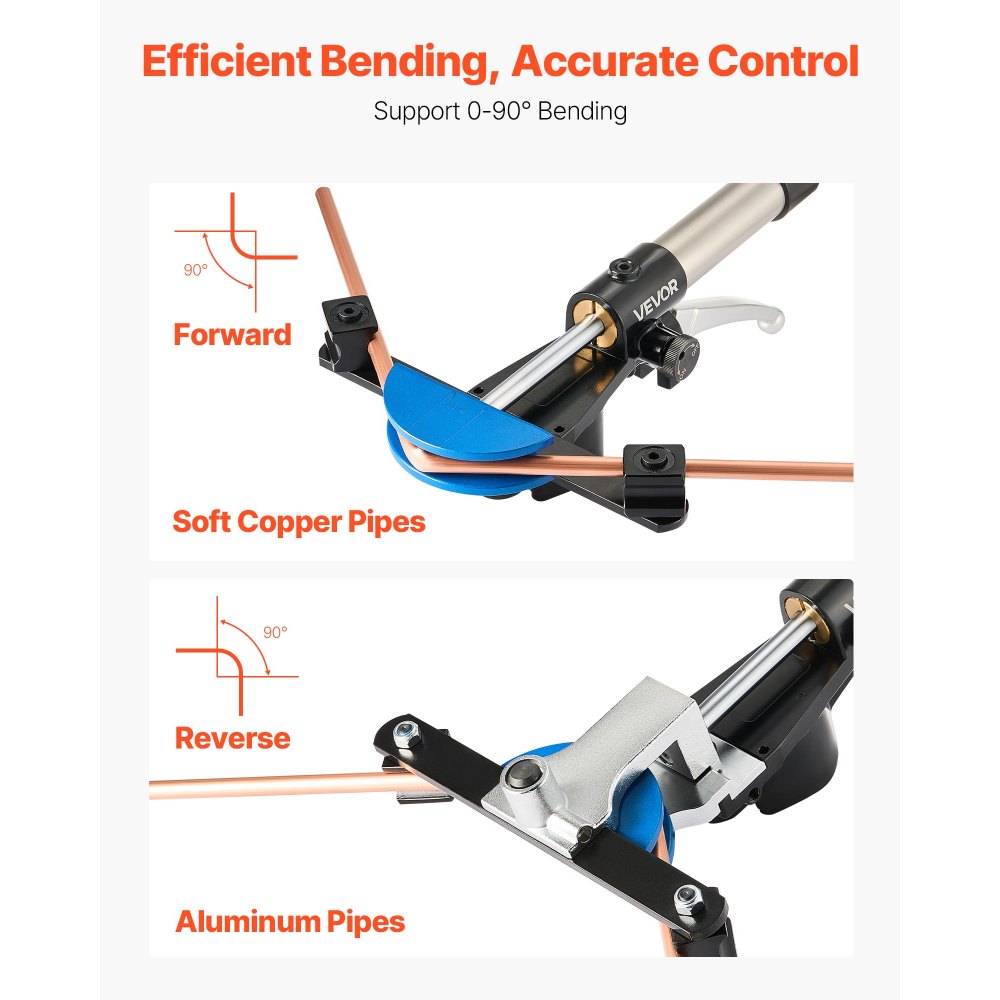 VEVOR hydraulische pijpenbuiger, 6-22 mm, pijpenbuiger, vooruit/achteruit, voor HVAC-systemen, met 7 gekleurde aluminiumlegeringsbekken, voor HVAC, airconditioning, koeling en autoreparaties.