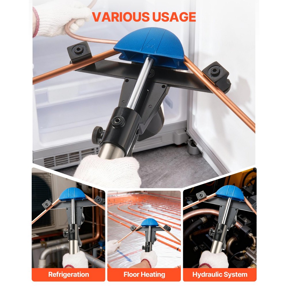 VEVOR hydraulische pijpenbuiger, 6-22 mm, pijpenbuiger, vooruit/achteruit, voor HVAC-systemen, met 7 gekleurde aluminiumlegeringsbekken, voor HVAC, airconditioning, koeling en autoreparaties.