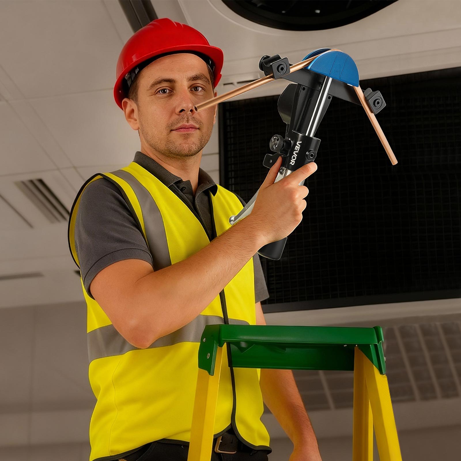 VEVOR hydraulische pijpenbuiger, 6-22 mm, 90° voorwaartse buiger, met 7 gekleurde aluminiumlegering bekken, voor reparaties in verwarming, ventilatie en airconditioning, koeling en automobieltechniek.